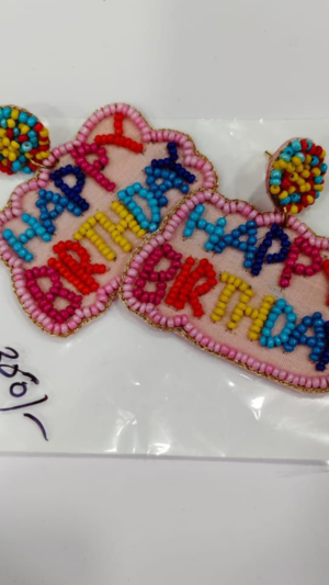 Happy Birthday Beaded Earrings