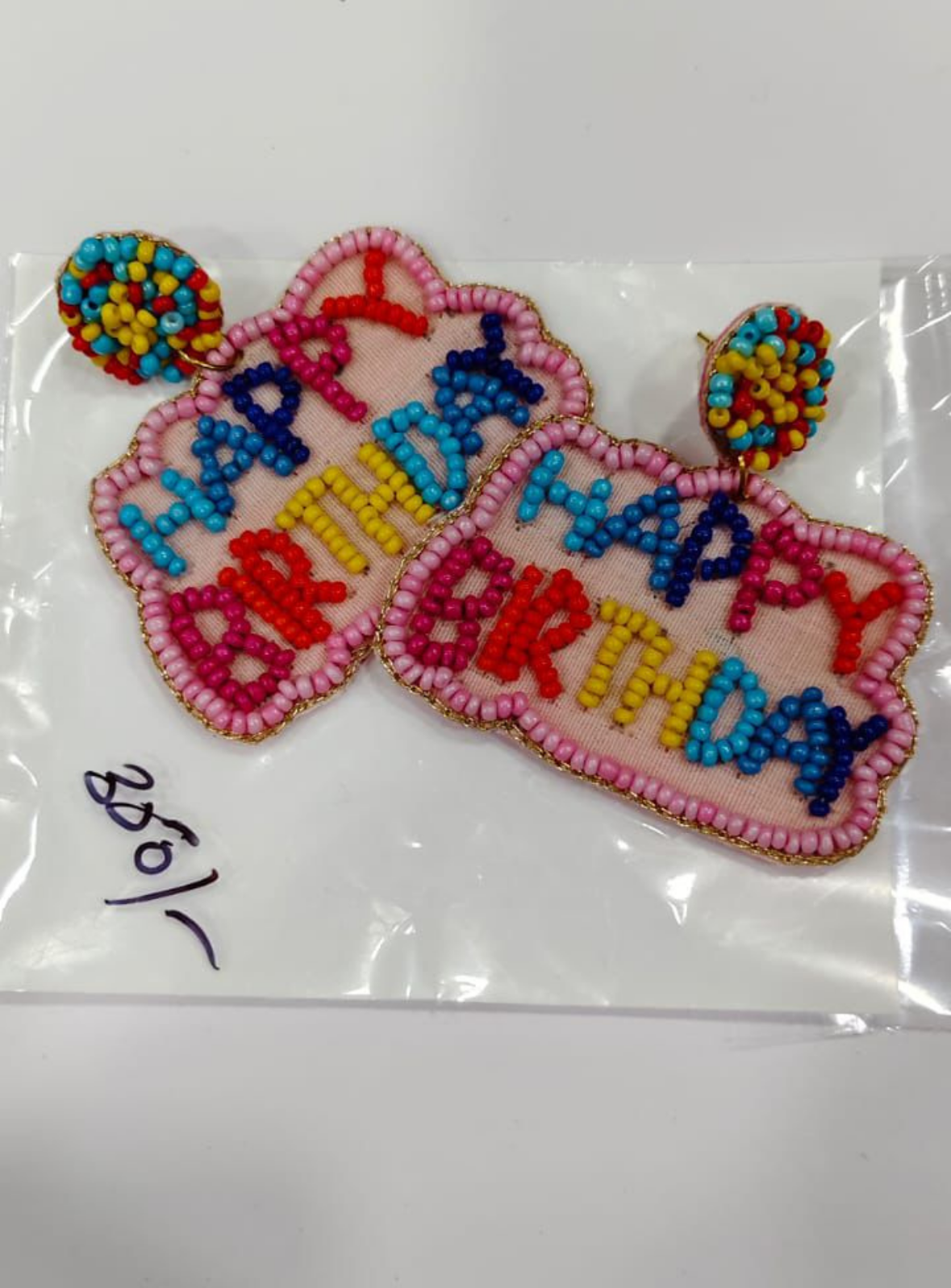 Happy Birthday Beaded Earrings