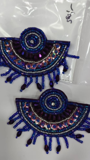 Blue Beaded Statement Earrings