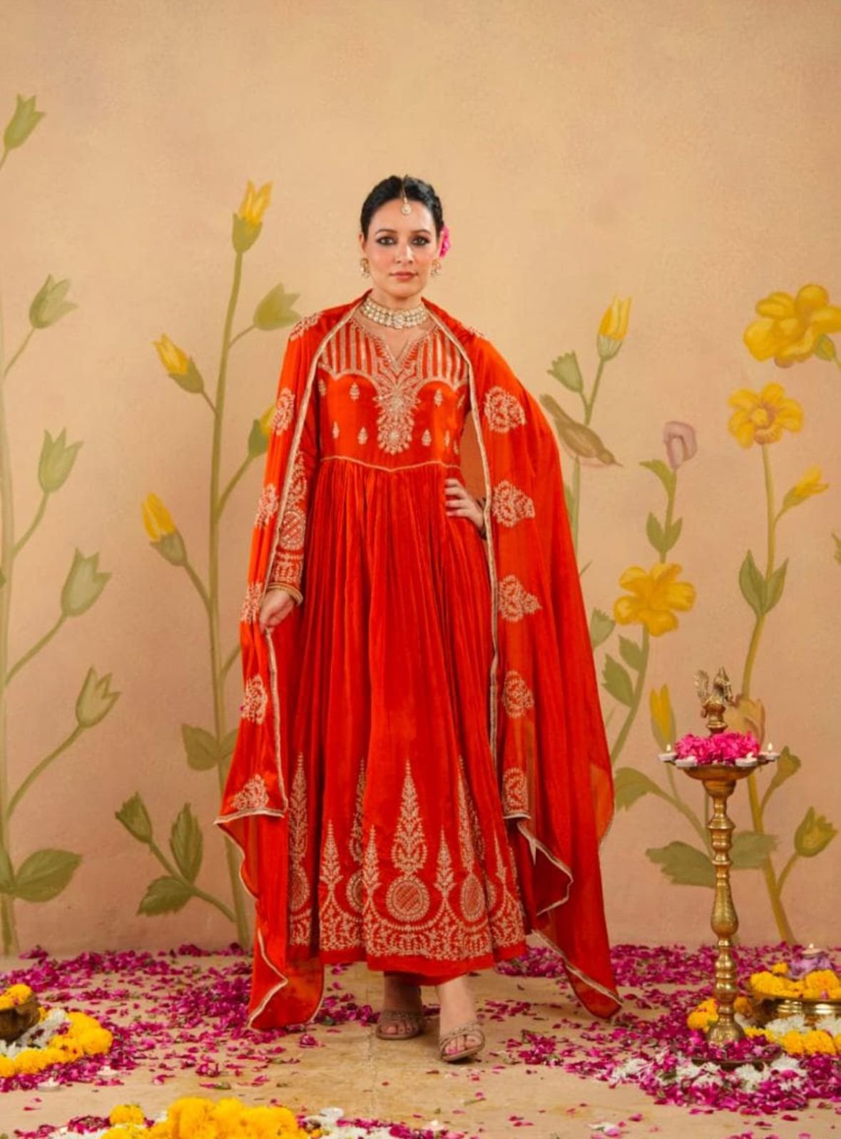 Tissue Anarkali With Zari Work - Image 3